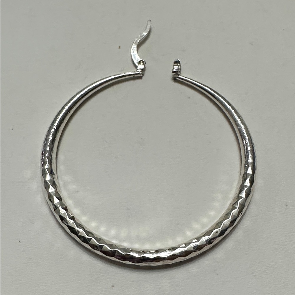 🧡925 Sterling Silver Classic Textured Hoop Earrings🧡